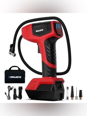 BULLSEYE PRO Tire Inflator with Pressure Gauge, Compact and Portable. New